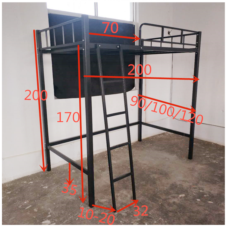 直销香港简约铁艺床高架床上床下空可拆卸组装小户型省空间公寓床-图0