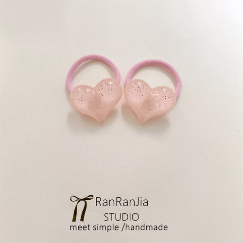 5件包邮 儿童发饰女孩头饰粉红色爱心宝宝扎辫子发圈高弹力不伤发 - 图1
