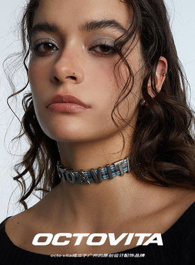 【刘恋同款】OCTO VITA 字母项圈 原创百搭皮带格纹颈链choker