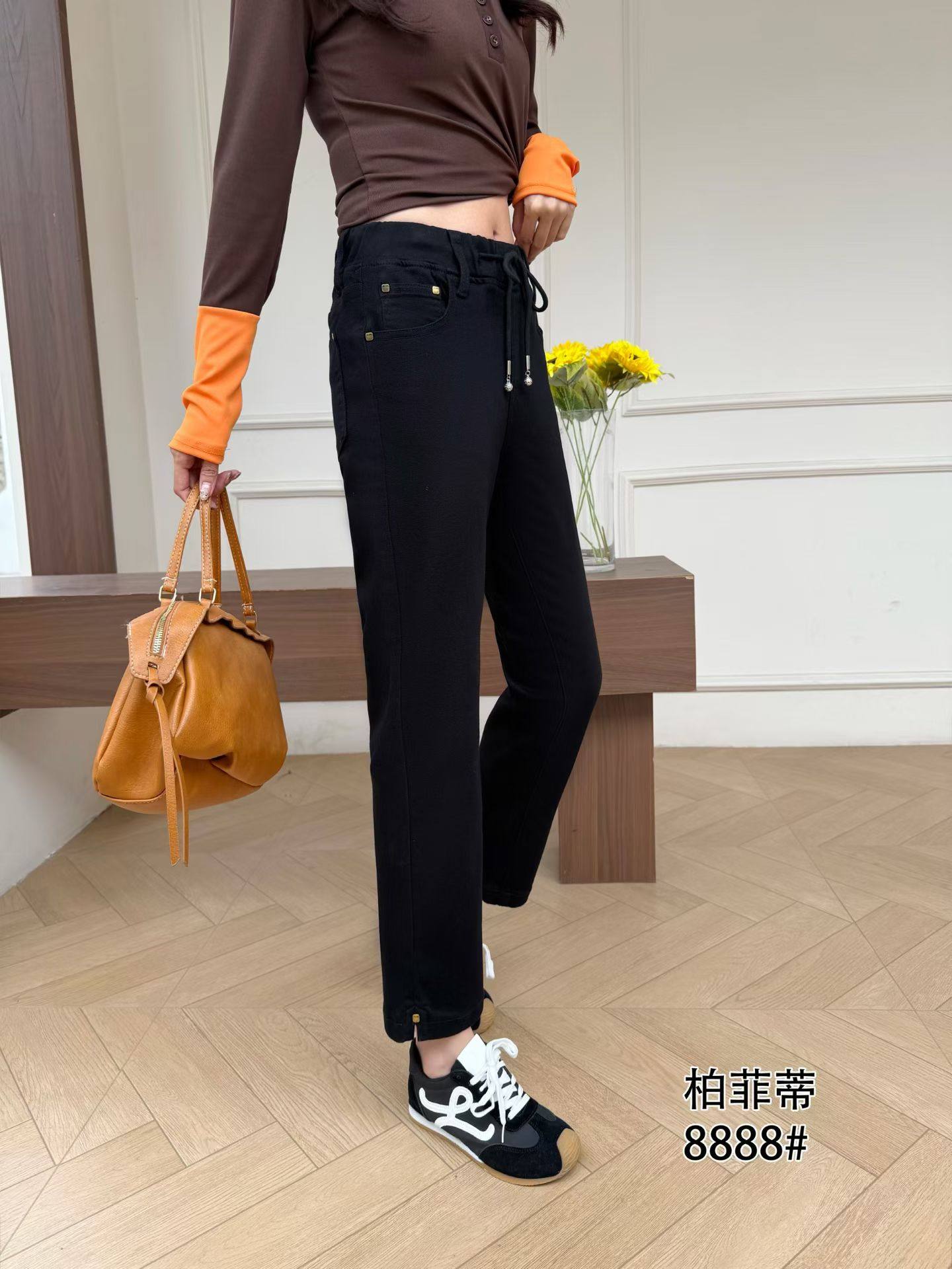 柏菲蒂8888春加大码牛仔裤女 松紧腰弹力百搭休闲直筒九分烟管裤,淘宝优惠券,粉丝福利购,淘宝优惠卷