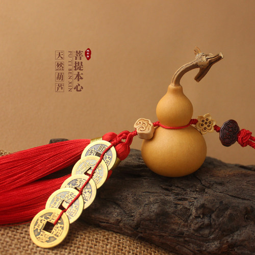 五帝钱门对门葫芦挂件天然开口真品铜钱大门客厅卧室门流苏挂饰品 - 图2