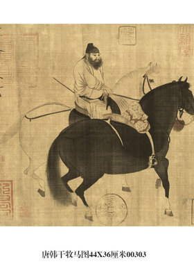 唐韩干圉人呈马图卷马年生肖画