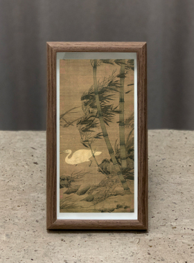 松鹤延年图字画摆台挂画