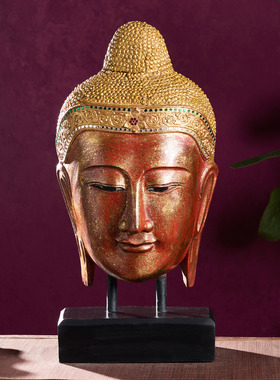 泰国金禅佛首佛像摆件佛头装饰品