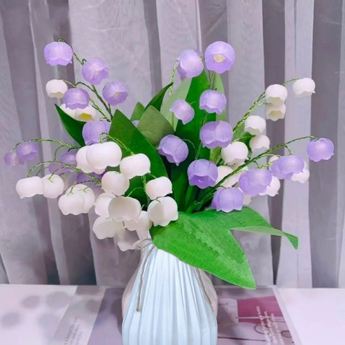 双拼铃兰花手工DIY材料包自制花束母亲节送妈妈创意花瓶摆件 - 图1