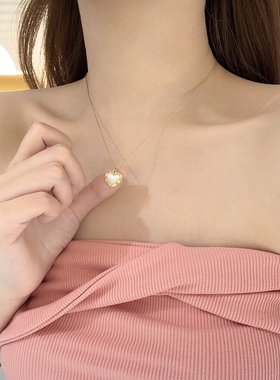 钛钢爱心贝壳项链锁骨链