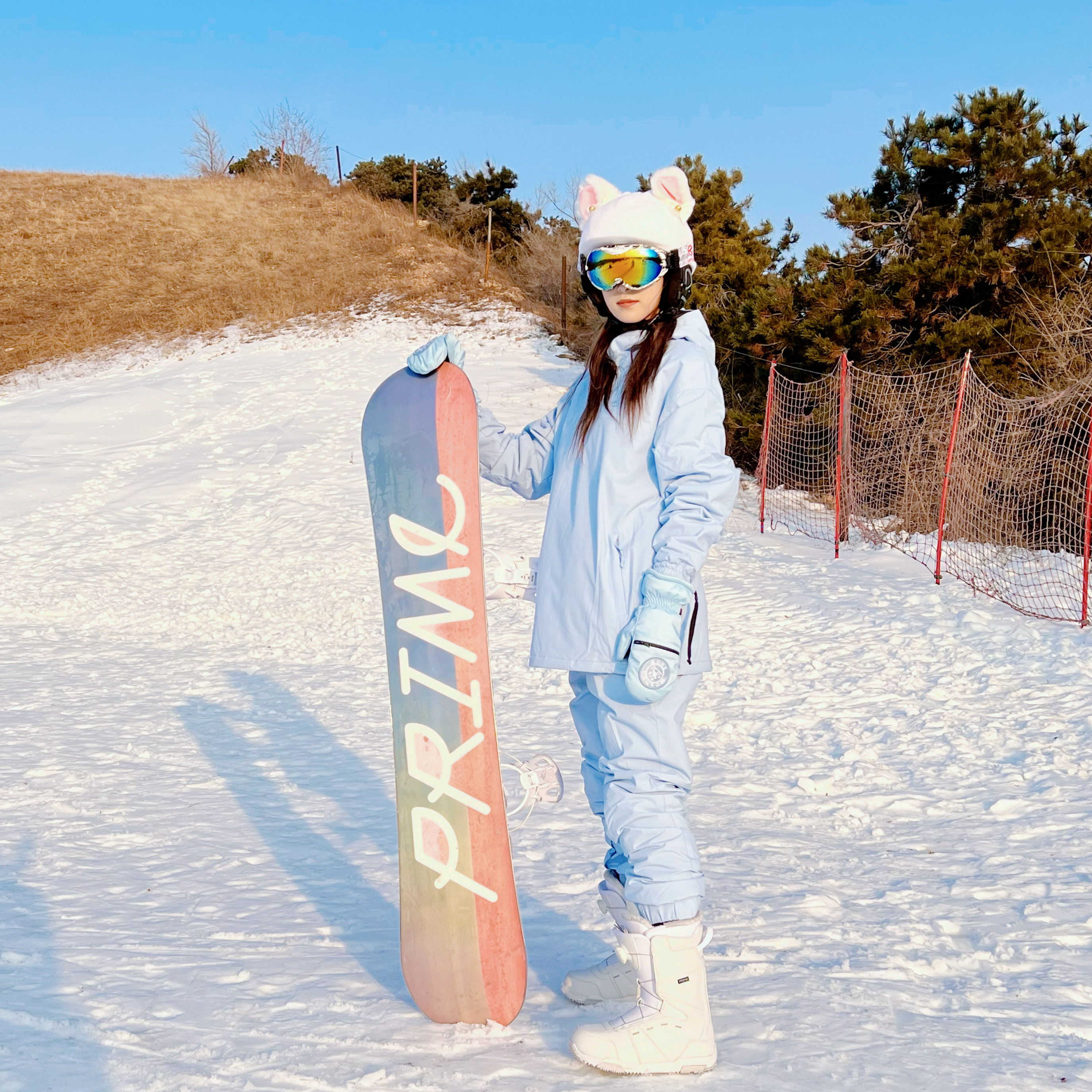 定制冬季户E外 单板滑雪服套装女款 防风防水透气 baby蓝滑雪衣雪