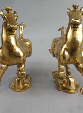 纯黄铜马玄关摆件生肖飞马踏燕铜马踏飞燕摆饰家居办公室开业礼品