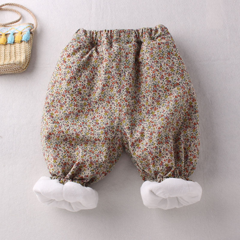女宝宝碎花加绒裤子秋冬款婴儿可开裆灯笼裤加厚夹棉裤大屁屁男童,淘宝优惠券,粉丝福利购,淘宝优惠卷
