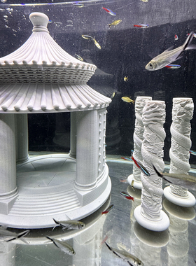 中式祈年殿圆形水泥微景观摆件