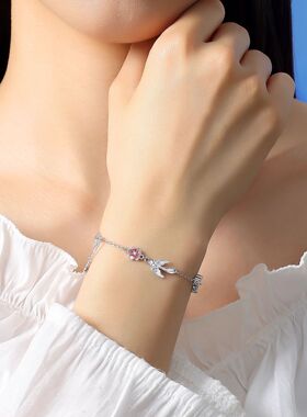 S925纯银比翼鸟项链手链女轻奢小众喜上眉梢花朵小众设计流苏套链