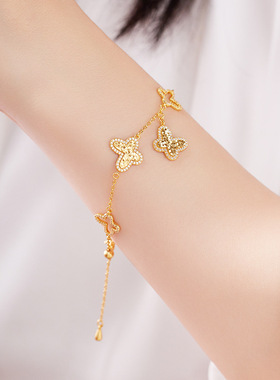 S925纯银锆石镂空碎冰冰蝴蝶手链女爆闪轻奢高级感手饰情人节礼物