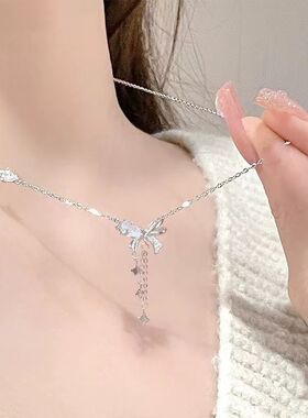 蝴蝶结s999纯银项链女生2026新款高级感轻奢小众生日礼物送女友