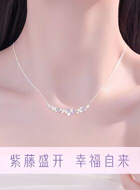 s999足银夜光陌上紫藤项链轻奢小众高级感纯银锁骨链情人节礼物女