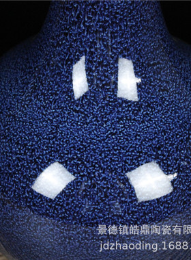 景德镇陶瓷花瓶窑变蓝色瓷器客厅插花器新中式家居装饰摆件博古架