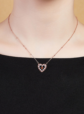 S925纯银心中有你爱心吊坠项链女轻奢小众高级设计感送女朋友礼物