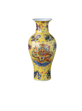 景德镇陶瓷器新中式家居客厅博古架仿古装饰品摆件龙花瓶-夜光