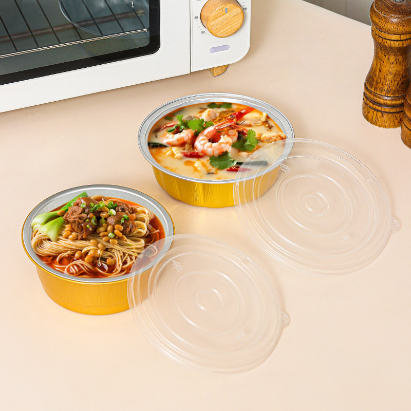 密封铝箔碗一次性锡纸盒带盖外卖打包盒圆形烤箱微波炉加热商用,淘宝优惠券,粉丝福利购,淘宝优惠卷