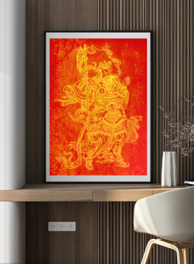 道家白虎星君diy描金涂色画