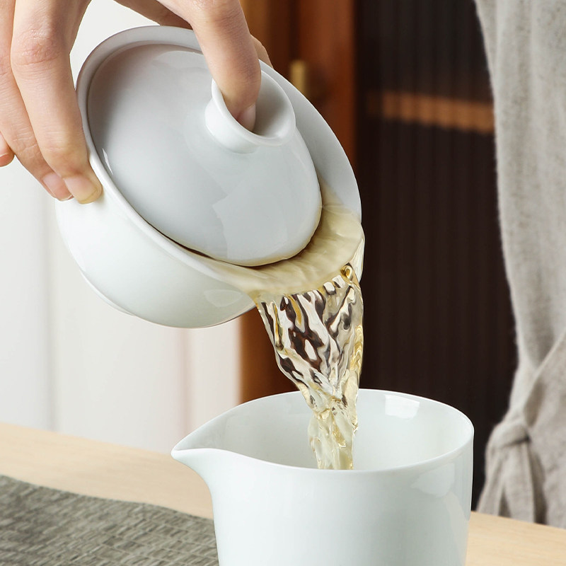 高白瓷二才盖碗茶备敬茶碗简约功夫茶具家用泡茶器手抓壶LOGO定制,淘宝优惠券,粉丝福利购,淘宝优惠卷