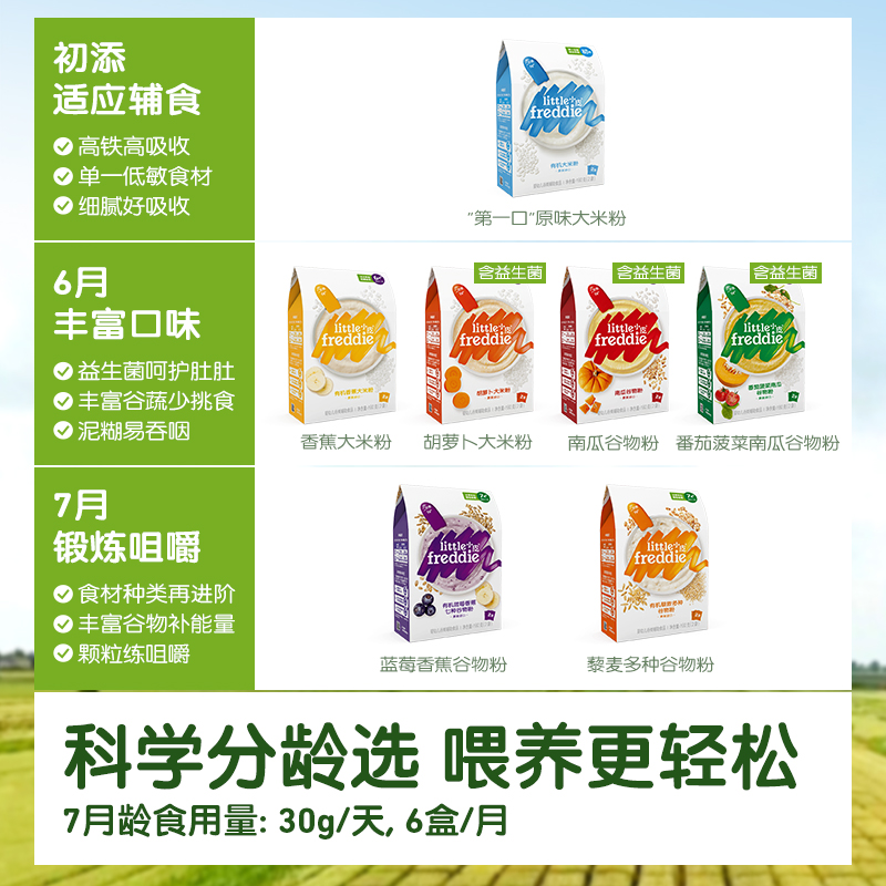 小皮锻炼咀嚼婴儿高铁有机米粉宝宝辅食米糊7个月谷物粉颗粒食材