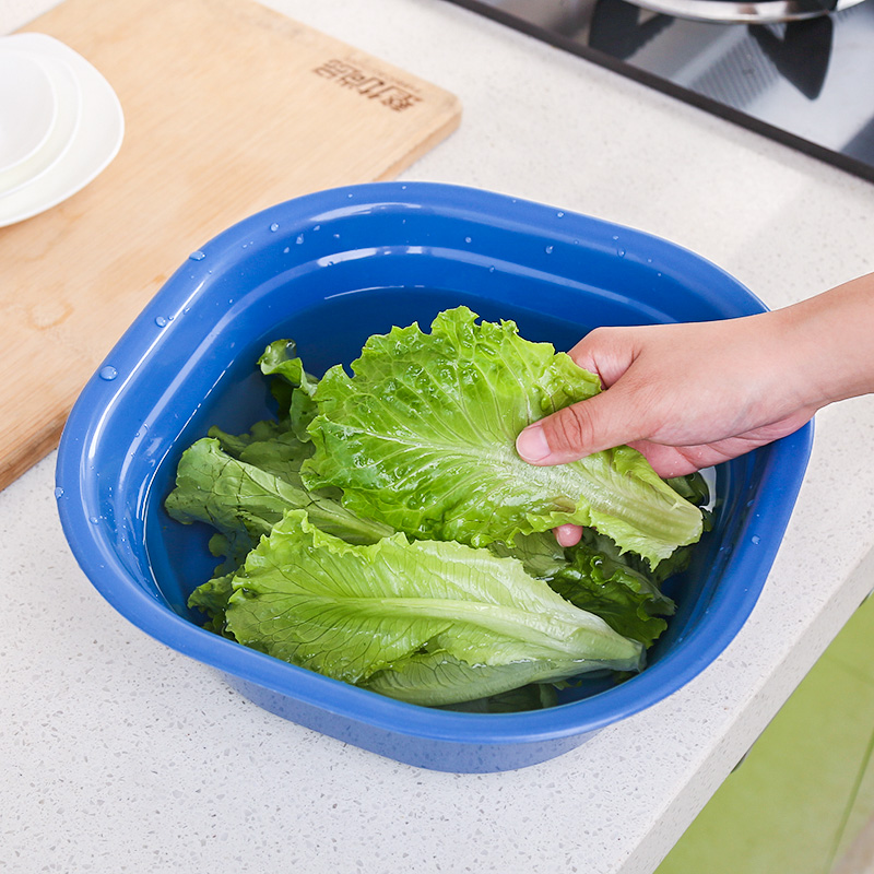 方形加厚塑料盆脸盆大号家用洗菜盆洗衣盆婴儿洗脚盆小盆子洗脸盆-图1