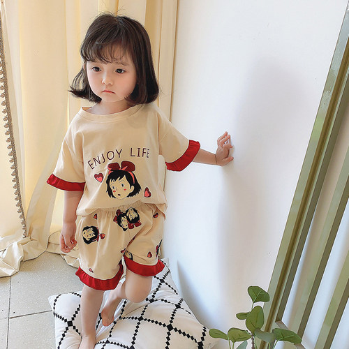 女童夏装2026新款童装小童宝宝睡衣套装纯棉薄款儿童家居服两件套 - 图2