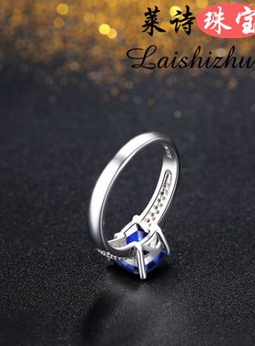 蓝宝石戒指925银镀18k金镶嵌彩色宝石彩宝贵重宝石日韩版坦桑石