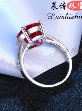 鸽血红宝石戒指女日韩个性彩色宝石指环纯银镀18k金镶嵌彩宝首饰