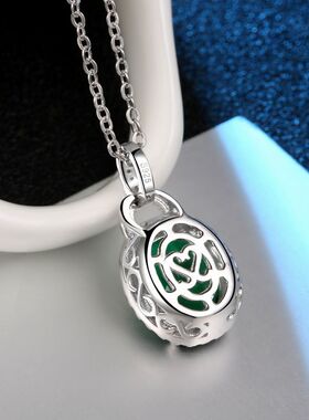 祖母绿吊坠日韩国纯银镀18k金彩色宝石项坠镶嵌贵重宝石彩宝配饰