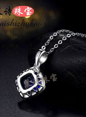 蓝宝石吊坠女欧美纯银镀18k金彩宝项坠时尚彩色宝石首饰潮人礼物