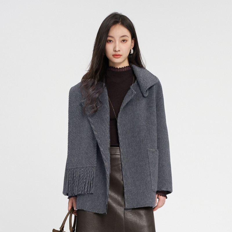 XG雪歌围巾搭配长袖毛呢外套时尚冬季新款骆驼绒中长绵羊毛大衣女,淘宝优惠券,粉丝福利购,淘宝优惠卷