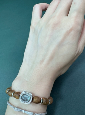 巨有腔调简约天然绿奇楠佛珠鼓珠手串男女款复古单圈文玩念珠手链