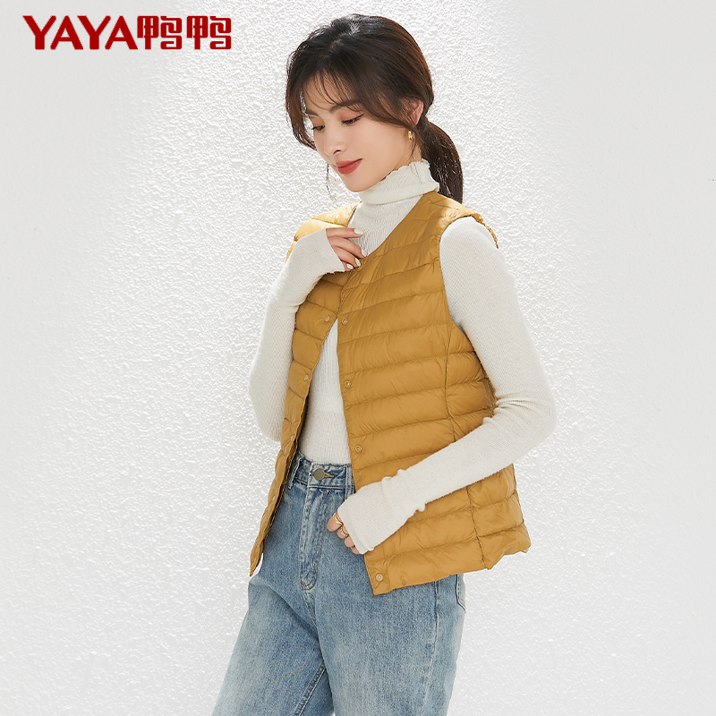 鸭鸭轻薄款羽绒马甲女时尚圆领羽绒内胆修身显瘦轻便保暖秋冬内搭 - 图1