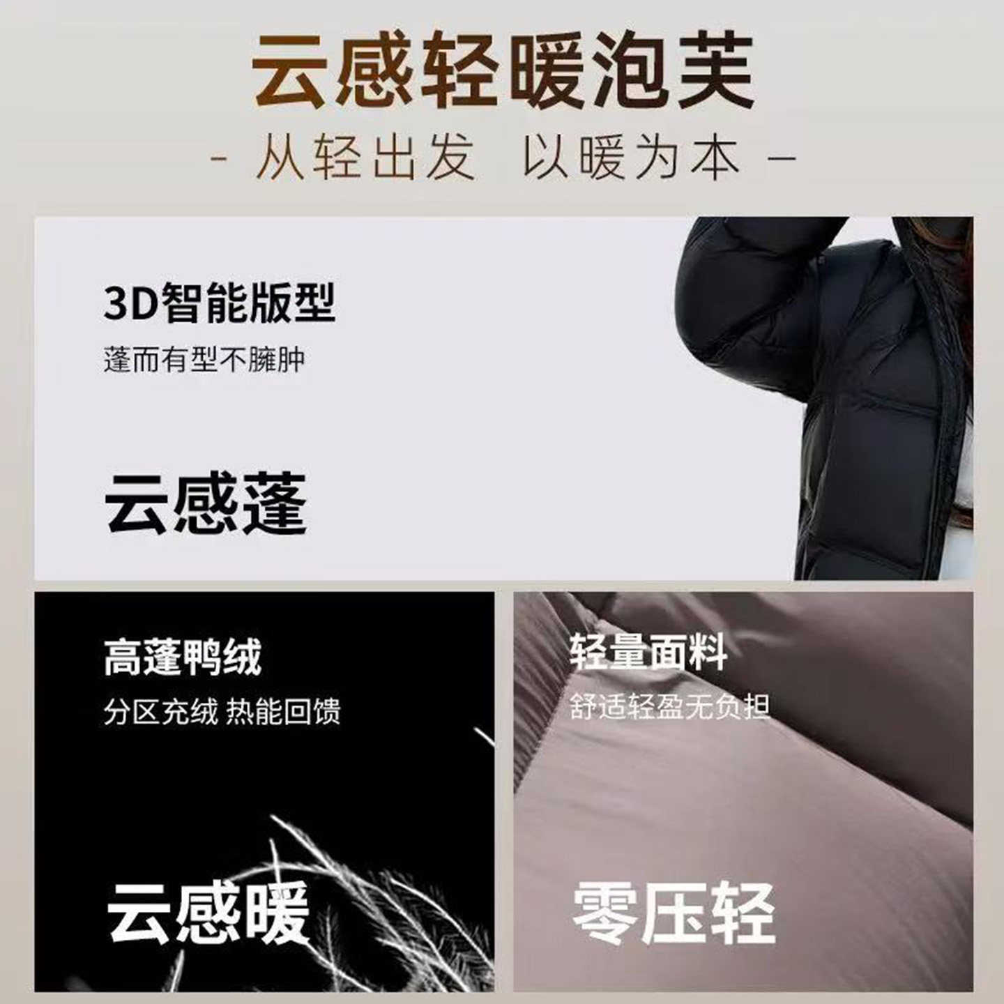 鸭鸭云朵泡芙短款羽绒服女2025新款高领90白鸭绒保暖面包服外套冬,淘宝优惠券,粉丝福利购,淘宝优惠卷