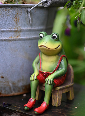 外贸出口树脂座椅青蛙摆件花园装饰摆件阳台庭院家居桌面田园摆件