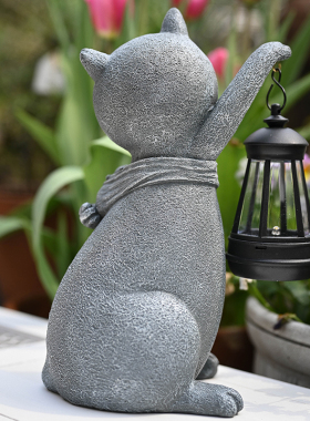 太阳能提灯猫咪桌面摆件