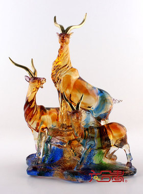 六合春琉璃三阳开泰装饰品包邮