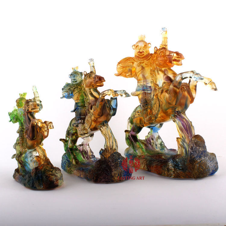 六合春琉璃摆件马上封侯加官进爵升职晋升礼品生肖猴创意家居饰品