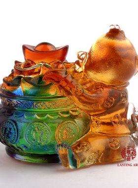 六合春琉璃朋友贺寿工艺品送财家