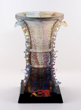 六合春琉璃蒸蒸日上商务工艺品