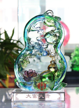 六合春琉璃葫芦贺寿摆件送长辈