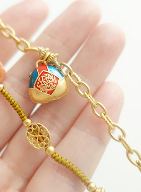 原创设计风银镀金双层镶嵌手绳