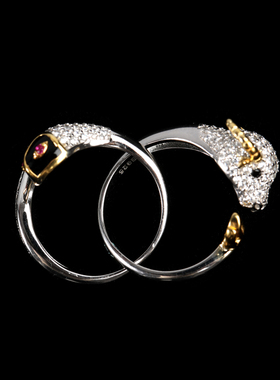 生肖戒指百搭开口动物莫桑钻石