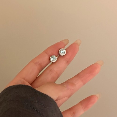 超闪满钻纯银耳钉女医用钛钢锆石耳骨钉耳蜗钉钛合金精致小巧耳饰 - 图1