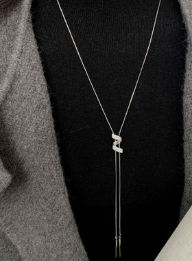 赵露思同款银色螺旋毛衣链女款高级感小众长项链2025新款毛衣配饰