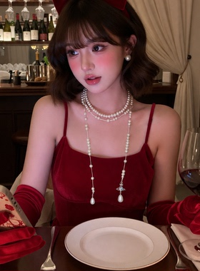 珍珠项链女轻奢高级感长款锁骨链