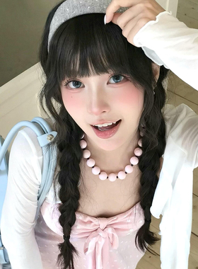 韩国博主同款粉色串珠项链女