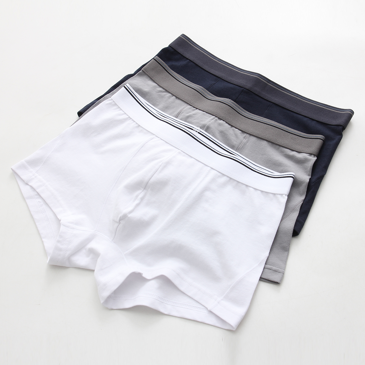 3条装白色内裤纯色男士内裤时尚简约男平角裤纯棉潮流四角裤透气 - 图1