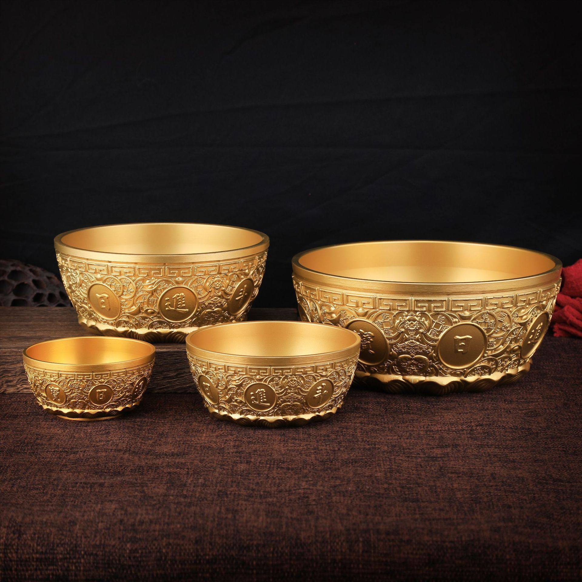 日进斗金纯黄铜聚宝盆聚财铜供碗米缸招财进宝铜缸转运聚宝盆摆件,淘宝优惠券,粉丝福利购,淘宝优惠卷